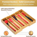 Umilife Expandable Kitchen Drawer Organizer, 2.5" High Bamboo Utensils Silverware Tray, Adjustable Large Deep Wood Organization Holder by CozyNest Decor