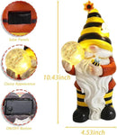 Solar Garden Gnome Statue, Resin Bee Gnome Figurine with Flower and Crackle Glass Globe Lights for Outdoor Decor, Porch Patio Yard Decorations, Garden Gifts for Mom by GreenHaven Gardens
