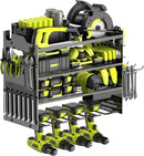 Power Tool Organizer Wall Mount with 4-Drill Holders-400Lbs Load Heavy Duty Metal 4-Layers Garage Storage & Organization Battery Tools Rack with Side Panels Utility Racks Workshop Gifts for Men by GreenHaven Gardens