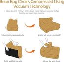 Bean Bag Chair with Ottoman, Comfy Bean Bag Sofa with Memory Foam, Lazy BeanBag Sofa with Footstool, Fireside Bean Bag Couch for Living Room, Bedroom, Apartment by TinyTreasures Baby Boutique