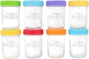WeeSprout Glass Baby Food Storage Jars w/Lids (8 oz, 8 Pack Set) Snack, Puree, Reusable Small Containers, Breast Milk, Fridge or Freezer, Microwave & Dishwasher Safe, Essential Must Have for Infants by TinyTreasures Baby Boutique