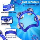 Flexzion Tambourine Hand Bell Percussion Musical Instruments (Blue, 2 Pack), Plastic Music Instrument Half Moon Mini D Handheld Shaker, Jingle Bells by TinyTreasures Baby Boutique