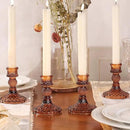 12Pcs Amber Candlestick Holders Set- 4" H Taper Candle Holders Bulk, Glass Candle Holders for Wedding, Party, Fall Dinner Table Centerpieces, Festival Gifts & Windowsill Decor by CozyNest Decor