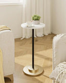 Masupu Drink Table, Round Side Table for Small Spaces, Pedestal Side Table, Small End Table with Metal Base, for Living Room, Bedroom, Bathroom, White by CozyNest Decor