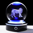 YWHL 3D Crystal Ball Lion Figurine with LED Base, Lion Gifts for Men Women Lions Lovers on Christmas Birthday, Lions Ornament Glass Sphere Decorative Ball for Home Decor (80mm) by GreenHaven Gardens