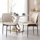 BV Dining Chairs Set of 2, PU Leather Armless Kitchen Chair in Modern Walnut Style, Mid Century Bentwood Side Chair with Metal Legs, Retro Accent Guest Chair for Kitchen Dining Room(Beige) by CozyNest Decor