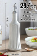 LYEOBOH Olive Oil Dispenser Bottle, Oil Dispenser for Kitchen, Ceramic Cooking Vinegar Dispensing Bottles with Spout, White by CozyNest Decor