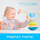 PlenPLAY Baby Tummy Time Toys - Musical Stacking Rings for Toddlers 1-3, Sensory Learning Toys with Elephant Themed Stackable Rings by TinyTreasures Baby Boutique