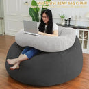 HABUTWAY Bean Bag Chair with U-Shaped Pillow for Adult and Kids Big BeanBag Chair with Filling Ultra Soft Teddy Fleece Couch Chair with Washable Cover for Living Room Bedroom, Dark Grey & Light Grey by CozyNest Decor