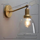 PERMO Industrial Vintage Slope Pole Wall Mount Single Sconce with 6.7" Oval Dome Clear Glass Shade Wall Sconce Light Fixture (Antique Gold) by CozyNest Decor