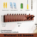 Wall Mounted Piano Key Hanger | Flip Style Hook | Entrance Wall Art Hook, Made of Oak Wood (3 Times Painted, 4 Times Polished) (Walnut, 12Hooks) by CozyNest Decor