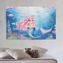 HZOHNAGO Mermaid Girls Tapestry Watercolor Mermaid Princess Pattern Printed Wall Tapestry Wall Hanging for Bedroom Living Room Dorm 60" W x 40" H by CozyNest Decor