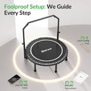 BCAN 40"/48" Mini Rebounder Trampoline for Adults with Bar, 450/550LBS Fitness Trampoline with Bungees, Adjustable Handle, Stable & Quiet, Indoor Outdoor, Whole-Body Workout & Relaxation at Home by TinyTreasures Baby Boutique