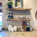 URBANDI, Rustic Floating Shelves, Set of 2, Hidden Bracket, Solid Wood, Heavy Duty, Wall Mounted Shelves, (Brown, 36Wx12D) by CozyNest Decor