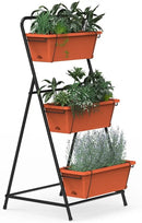 Vertical Raised Garden Bed 3 Tier Elevated Garden Planters Standing Planter Box Outdoor and Indoor for Plants Herbs Flowers Vegetables Brick Red by GreenHaven Gardens