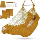 Outerman Hammock Chair, Hanging Chair with 3 Cushions and Foot Rest Support, Sturdy Metal Spreader Bar Max 500Lbs, Swing Chair for Bedroom, Indoor & Outdoor, Patio, Porch or Tree（Khaki） by GreenHaven Gardens