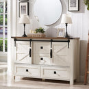 T4TREAM Farmhouse Dresser for Bedroom w/4 Drawers & Sliding Barn Doors, 48'' Wide Chest of Drawers, Rustic Dresser TV Stand w/Shelf, Organizer for Bedroom, Living Room, Entryway, Antique White by TinyTreasures Baby Boutique