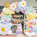 5th Birthday Decorations Girl, Slmeno Daisy Pastel Balloon Arch Kit 219Pcs, 5 Year Old Girl Pastel Rainbow Party Decorations, with Happy Birthday Banner, Cake Toppers, Gold Butterfly Decoration by TinyTreasures Baby Boutique