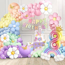Pastel Balloons 8th Birthday Decorations for Girls, 219 Pastel Balloon Garland Kit with Flowers, Happy Birthday Banner, Cake Topper, 3D Butterflies, Number 8 Balloon for PastelBirthday Decorations by TinyTreasures Baby Boutique