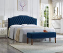 24KF Upholstered Button Tufted King Headboard with Nailhead Trim, Soft Velvet Fabric Headboard King/CA King - Navy by CozyNest Decor