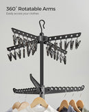 SONGMICS 2-Tier Clothes Drying Rack, 72-Inch Folding Laundry Drying Rack with 3 Rotatable Arms for Hangers, 24 Clips, Stainless Steel, for 27 Pieces of Clothes, Black ULLR512B01 by TinyTreasures Baby Boutique