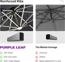 PURPLE LEAF 12ft Solar powered LED Patio Umbrella Outdoor Round Umbrella Large Cantilever Umbrellas with LED lights Windproof Offset Umbrellas Heavy Duty Sun Umbrella for Garden Deck Pool Patio, Grey by GreenHaven Gardens