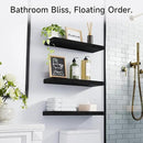 BAYKA Floating Shelves for Wall, Wall Mounted Rustic Wood Shelves for Bathroom, Bedroom, Living Room, Kitchen, Hanging Shelf for Books/Storage/Room Decor with 22lbs Capacity (Black, Set of 3, 15.7in) by CozyNest Decor