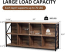 8 Cube Storage Organizer Bookshelf, Industrial Horizontal Bookcase, Accent Cubby Shelf, Media Console Table for Living Room, Home Office, 63 Inches, Light Oak by CozyNest Decor