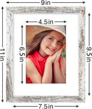 Vittanly 8x10 Picture Frames Set of 9, Shatter Resistant Plexiglass, Display 5x7 Pictures with Mat or 8x10 without Mat, Photo Frames for Wall or Tabletop, Engineered Wood, Distressed White by CozyNest Decor