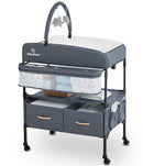 BabyBond Portable Baby Changing Table with 2 Storage Baskets, Foldable Diaper Changing Table Dresser Waterproof Height Adjustable Changing Station for Infant and Newborn(Grey) by TinyTreasures Baby Boutique