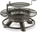 Castlecreek 47" Fire Pit BBQ Grill Outdoor Wood Burning Steel Log Firepit for Camping, Grilling, Smores, Yard, Cooking Outside, Barbecue, Bonfire Flag by GreenHaven Gardens