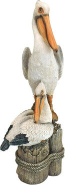 Design Toscano Coastal Decor Ocean's Perch Pelicans Garden Bird Statue, 9 Inch Wide, 24 Inch Tall, Cast Stone Resin, Full Color Finish by CozyNest Decor