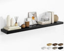 RICHFOCUS 72Inch Floating Shelves for Wall 1 Pack Shelves for Bedroom|Kitchen|Bathroom Wall Mounted Rustic Wood Floating Shelf with Invisible Brackets for Books|Storage|Decor, Black by CozyNest Decor