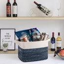 OIAHOMY Storage Basket, Woven Baskets for Storage, Cotton Rope Basket for toys,Towel Baskets for Bathroom - Pack of 3,White Blue by CozyNest Decor