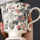 360ml -12.17oz Painted Floral & Bird Ceramic Mug - Cute Coffee Cup for Latte, Espresso - Gift for Women, Dishwasher Safe by CozyNest Decor
