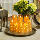 Homemory 9 Pcs Flameless Candles with Embedded Star String Fairy Lights, Battery Operated Candles, LED Candle, Fake Candles with Remote Control and Timer (Gold) by CozyNest Decor