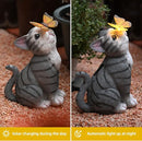 Cat Garden Figurines Outdoor Decor Solar Statue with LED Lights for Patio Lawn Yard Art Decoration Housewarming Garden Gift by GreenHaven Gardens