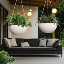LA JOLIE MUSE Large Hanging Planters for Outdoor Plants - 13 Inch Hanging Flower Pots Set of 2, Speckled White by CozyNest Decor