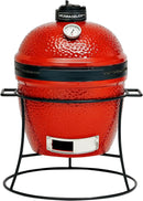 Kamado Joe Joe Jr 13.5-inch Portable Ceramic Charcoal Grill with Grill Stand, Stainless Steel Cooking Grate, Heat Deflectors and Ash Tool in Red, Model KJ13RH by GreenHaven Gardens