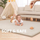 Baby Play Mat for Floor,1.3" Thick Memory foam Tummy Time Mat,Soft Coral Velvet Nursery Rug,Extra Large Non Slip for Crawling,Toddlers,Infants,kids,Tatami Style for Living Room(Beige) by TinyTreasures Baby Boutique
