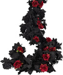 Artificial Black Garland Hanging Vine Artificial Floral Vines Fall Garland Hanging Flower Fake Rose Vines for Black and Burgundy Wedding Decor Halloween Indoor Outdoor Party Wall (Red Rose) by CozyNest Decor