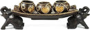 Thai Elephant Tray Carved Rain Tree Wooden Candle Holder by CozyNest Decor