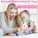 Baby Rabbit Musical Stuffed Animals Toy,Infant Bunny Bilingual Early Learning Education Toy with Light-Up Music & Crinkle,1st Easter Basket Shower Stuffers for 0 1 2 3 6 9 12 18 Month Girl,Pink by TinyTreasures Baby Boutique