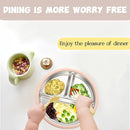 3Pack Stainless Steel Kids Plates, 8.1" Divided Toddler Plates with Removable Silicone Suction Sleeves for Baby Highchairs, Non Toxic BPA Free Non-Slip Unbreakable Snack Lunch Plate by TinyTreasures Baby Boutique