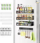 Magnetic Spice Rack Organizer for Fridge Seasoning Organizer for Kitchen storage with Screw or Adhesive Hanging,Magnetic Shelf with Hook for Refrigerator and Oven (3pack) by CozyNest Decor