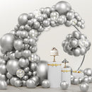 JOYIN 150 Pcs Metallic Silver Balloons, Different Sizes 18 12 10 5 Inch Silver Latex Balloon Arch Kit with Instruction for Birthday Party Graduation Wedding Holiday Decoration by TinyTreasures Baby Boutique
