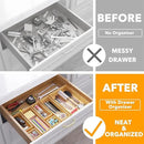 SpaceAid 7-Piece Bamboo Drawer Organizer Storage Boxes Set, Wood Tray Junk Drawer Organizers Multi-Use Divider Bins for Kitchen, Bathroom, Office Desk and Makeup Organization (7 Pack, Natural) by CozyNest Decor
