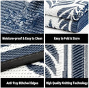 Outdoor Plastic Straw Rug, Waterproof Mat, Washable Large Floor Mat and Rug for Outdoors, RV, Beach, Patio, Camping, Backyard, Deck, Picnic, Outside (5x8ft,Olive-Leaf/Dark Blue&White) by GreenHaven Gardens