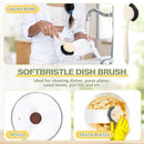 16 Pack Dish Brush with Handle Dish Scrubber Brush with Built-in Scraper Kitchen Scrub with Stiff Bristles Long Scrubber for Home Restaurant Pot Sink Washing Cleaning Supplies, Beige by CozyNest Decor