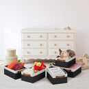 GhvyenntteS Storage Baskets for Organizing, Fabric Storage Bins with Leather H&les, Foldable Rectangular Storage Baskets for Shelves, Closets, Home, Office(Black/White, 6 Pack)11.8X7.9X5.1 in by CozyNest Decor